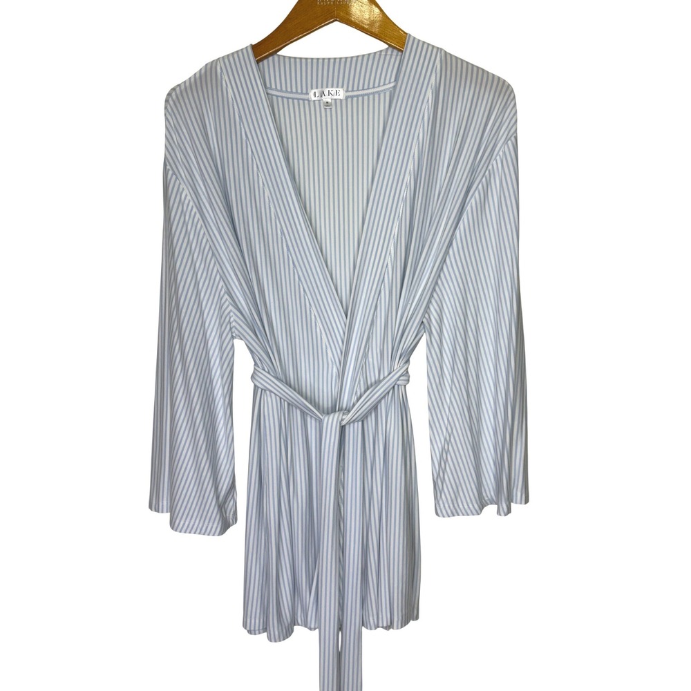 Lake Striped Kimono Pajama Top Blue/White Medium